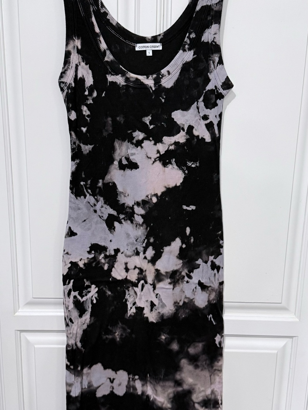 Cotton Citizen Black & White Tie-Dye Mini Tank Dress